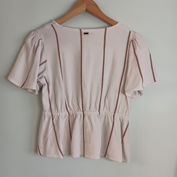 Wes White Striped Button-Up Short Sleeve Top - Picture 7 of 13